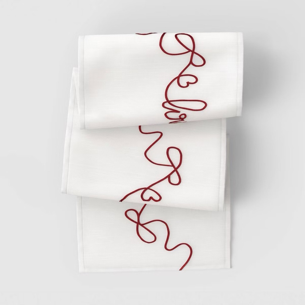 72"x14" nwt Ribbon Love Table Runner White - Threshold